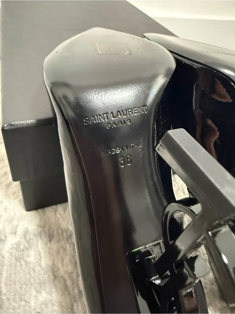 Saint Laurent YSL Opyum 110 Logo Heel Pump Black - Size 36 EU / 6 US - Brand New - Picture 8 of 8